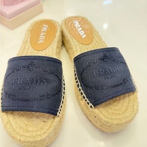 Prada Women's Blue Espadrille Sandals